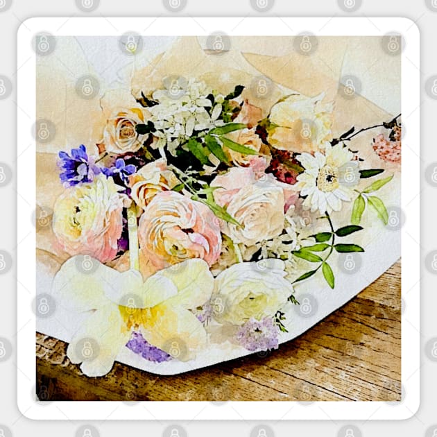 a beautiful bouquet of flowers(watercolor) Sticker by zzzozzo